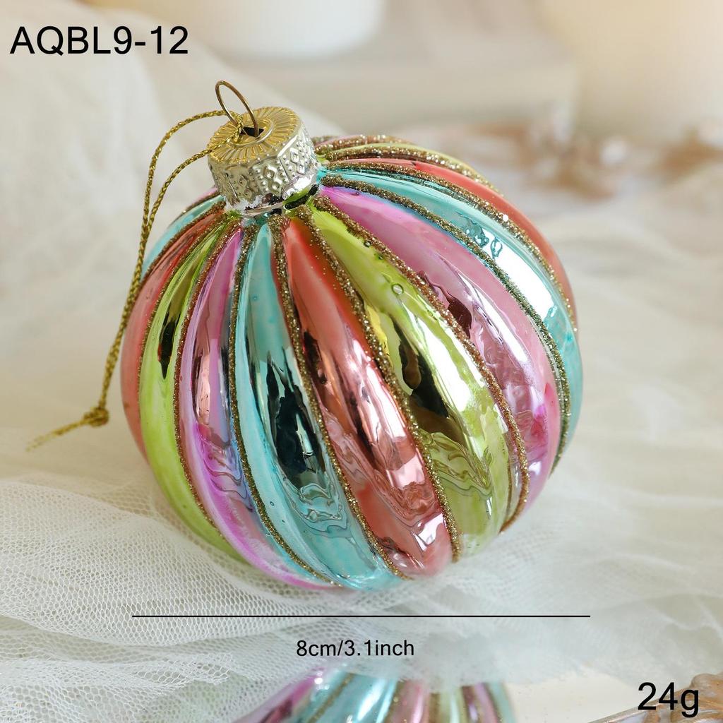 8CM Multicolor Glass Ball Ornament for Christmas Tree Decoration