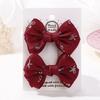 2PCS/set 2.7inch Boutique Embroidery Bowknot Hair Clips for Women Girls Princess Mesh Bows Hairgripes Headwear Hair Accessories