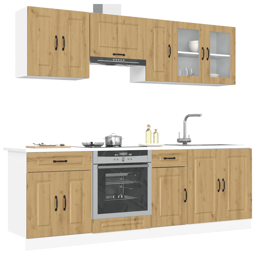 Conjunto de Armarios de Cocina, Calamar, 8 Piezas, Roble Artisan