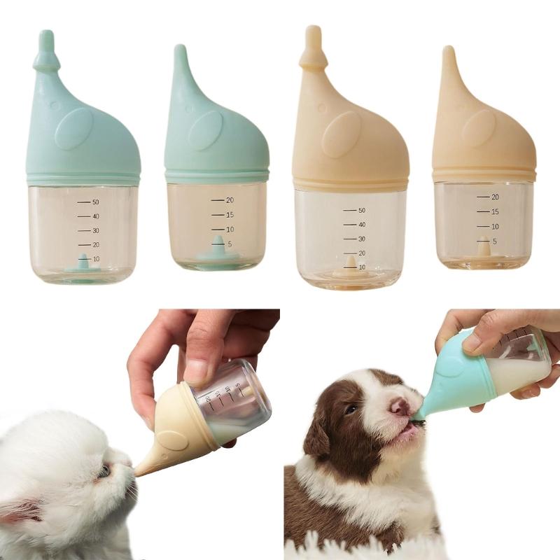 Cat Dogs Nursing Bottle with Silicone Nipple and Anti-Choking Valves for Newborn Small Animals Reusable and Washable