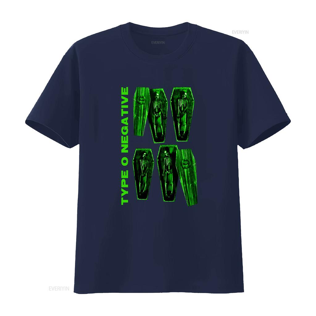 Type O Negative Coffin Skeleton T Shirt for Gothic Rock Band Vintage Washed Versatile Soft Designer Clothes Stretched Graphic