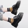 thick-soled 3-hole small leather shoes women's low-top, genuine leather mirror round head patent leather student muffin bottom short boots