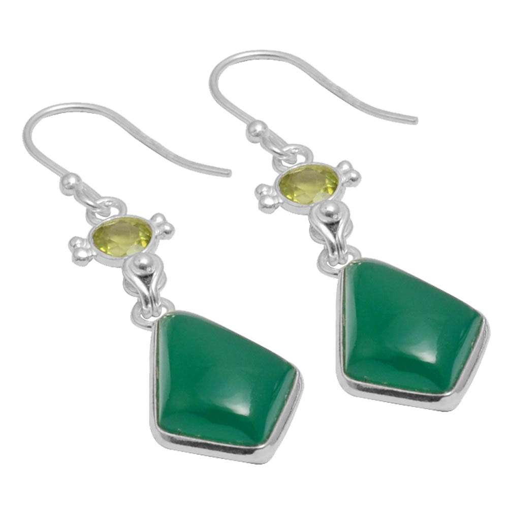 

Зеленый оникс, серьги с драгоценными камнями перидот, твердые серьги из стерлингового серебра 925 пробы, серьги ручной работы, ювелирные изделия, подарок для женщин и девочек, E-2576