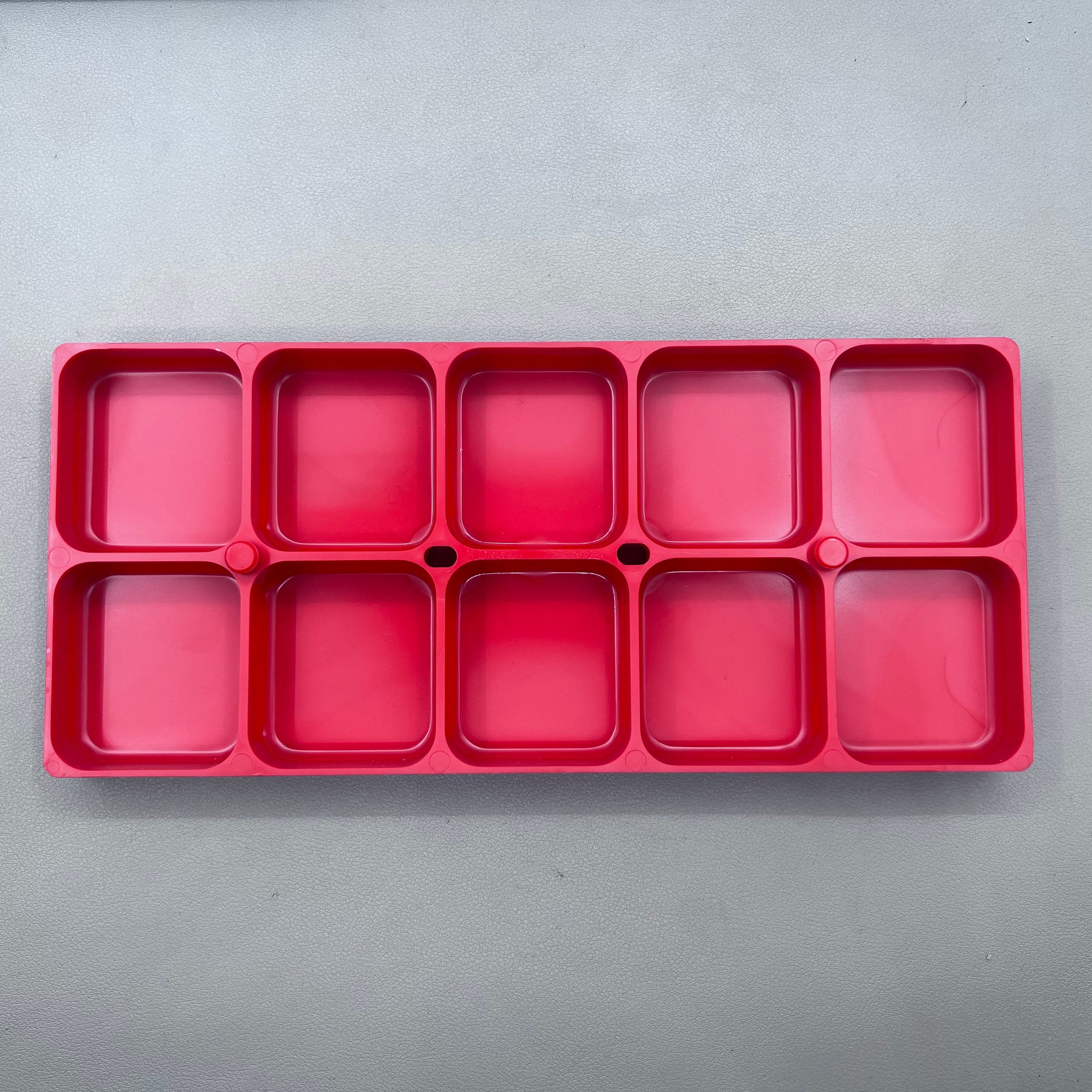 Swiss Horotec MSA17.530-R Red Plastic Container With 10 Compartments
