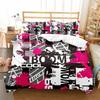 Fashion Bedding Set Cartoon Graffiti Polyester Duvet Cover Pillowcase Single King Double Full Queen Size Polyester Quilt Cover