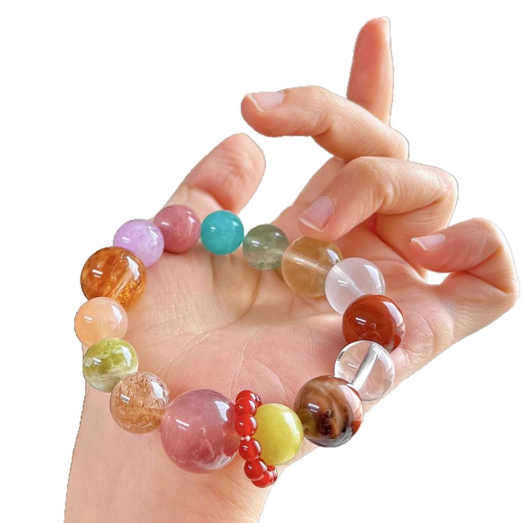 Retro Natural White Crystal Purple Lithium Hui Lemon Yellow Nanhong Duobao Design Bracelet Bracelet