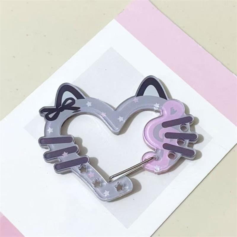 Heart Cat Ears Star Wings-Shaped Carabiner Mountaineering Buckle Acrylic Keychain Pendants Multipurpose Keyring Hook Bag Hanging