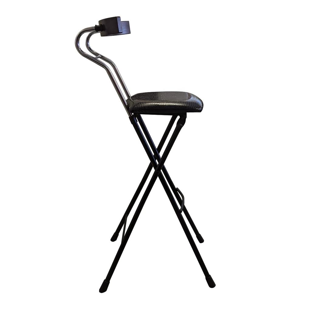 Rene Seiko Made In Japan Folding Chair High Type Ideal for Counter Chair Seat Height 73cm (Black)