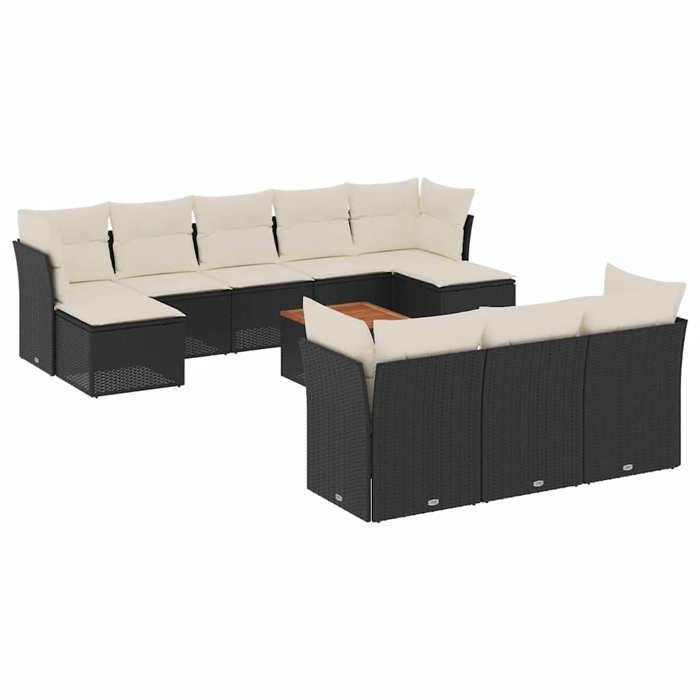 VidaXL Garden Lounge Set with Cushions 11 Pcs, Patio Sofas, Patio Furniture Set, Outdoor Furniture, Black 3256210
