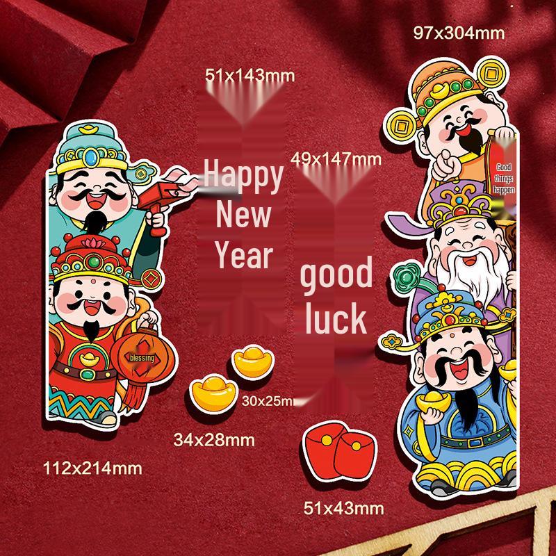 

New Year God of Wealth Kitchen Door Sticker and Festive Fridge Magnet