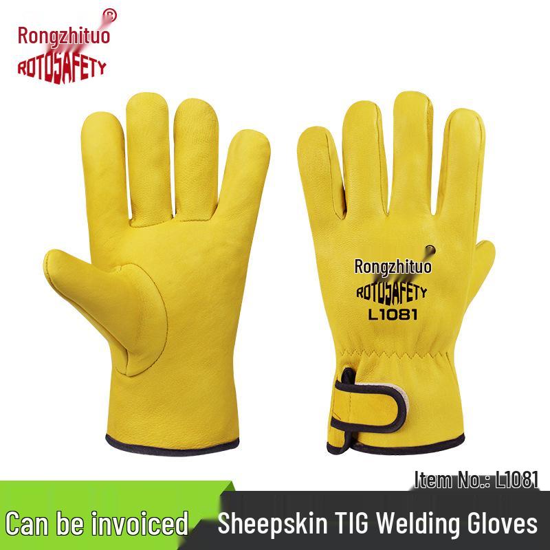 Rękawice spawalnicze ze skóry owczej odporne na ciepło - Podszyte polarem, ognioodporne, odporne na ścieranie, izolujące