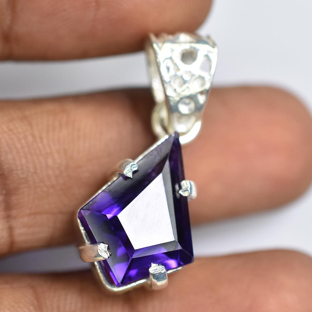 Natural Purple Sapphire 20.35 Ct 925 Sterling Silver CERTIFIED Fancy Pendant MY-PD-155-NS