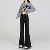 Spring Women's Plus Size Micro-Flare Elastic Jeans - Loose Slimming Split Cropped Pants for Petite