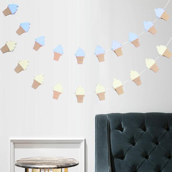 1 Bag Garland Cream Shape Banner Cartoon Punch-free Ice Wall-mounted Birthday Party Bunting Banner Photography Props