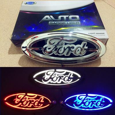 14.5X5.6cm Car Front Rear Emblem Badge LED Light Sticker Cover for Focus Mondeo Kuga Mustang Fusion Transit Ranger Explorer