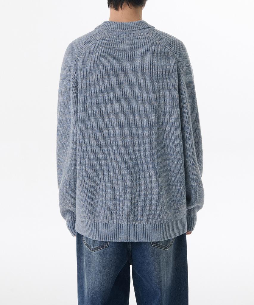 MUSINSA STANDARD Mixed Yarn Collared Knit [Melange Blue]
