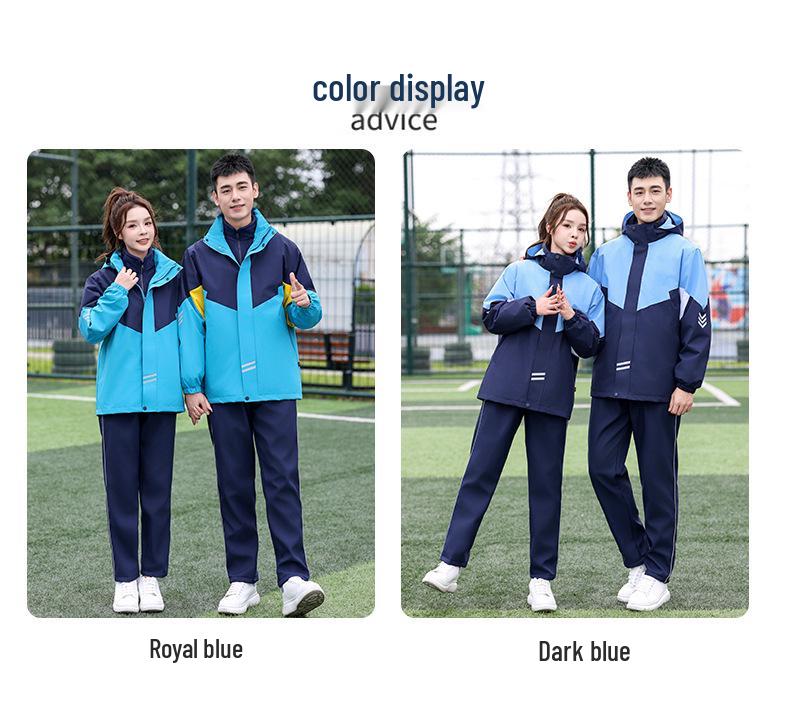 Thickened Fleece-Lined Winter School Uniform Windbreaker Set for High & Middle School Students