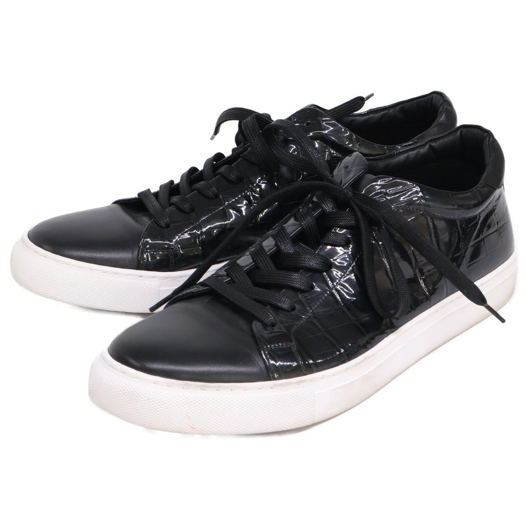 ESTNATION Smooth leather x crocodile embossed leather low-top sneakers / shoes 40 blackUsed