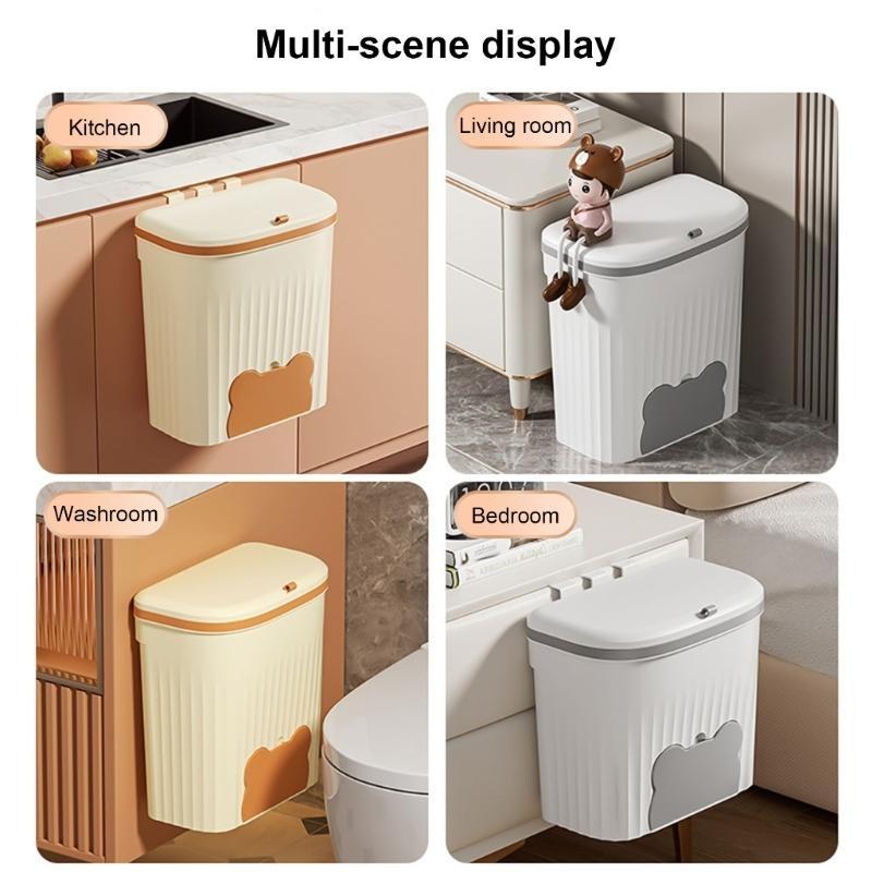 Bathroom Trash Can with Lid Garbage Bin Wall Mounted Kitchen Toilet Wastebasket
