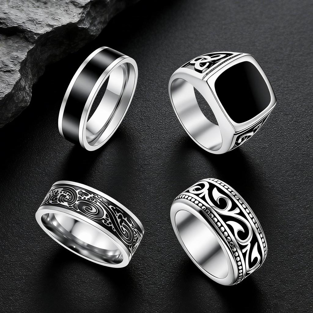 Nuevo Conjunto de Anillos Retro de Acero Inoxidable - Joyería Personalizada