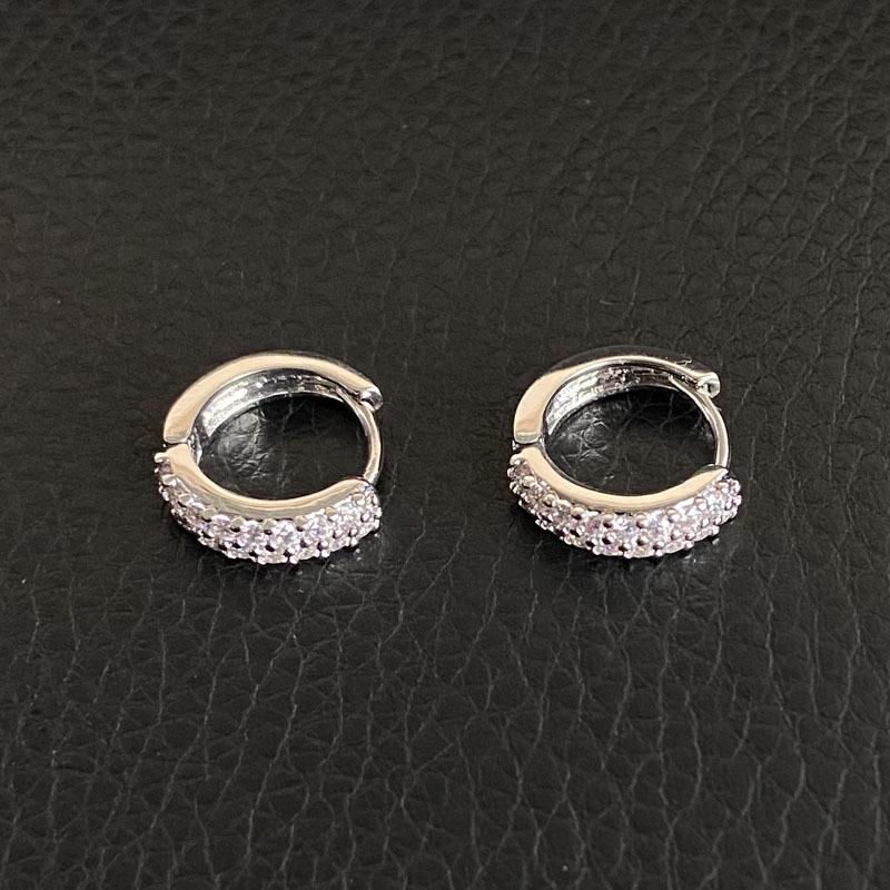 Micro zircon small circle earrings women's plated 18k gold vintage Chinese New Year earrings Hong Kong style retro earrings