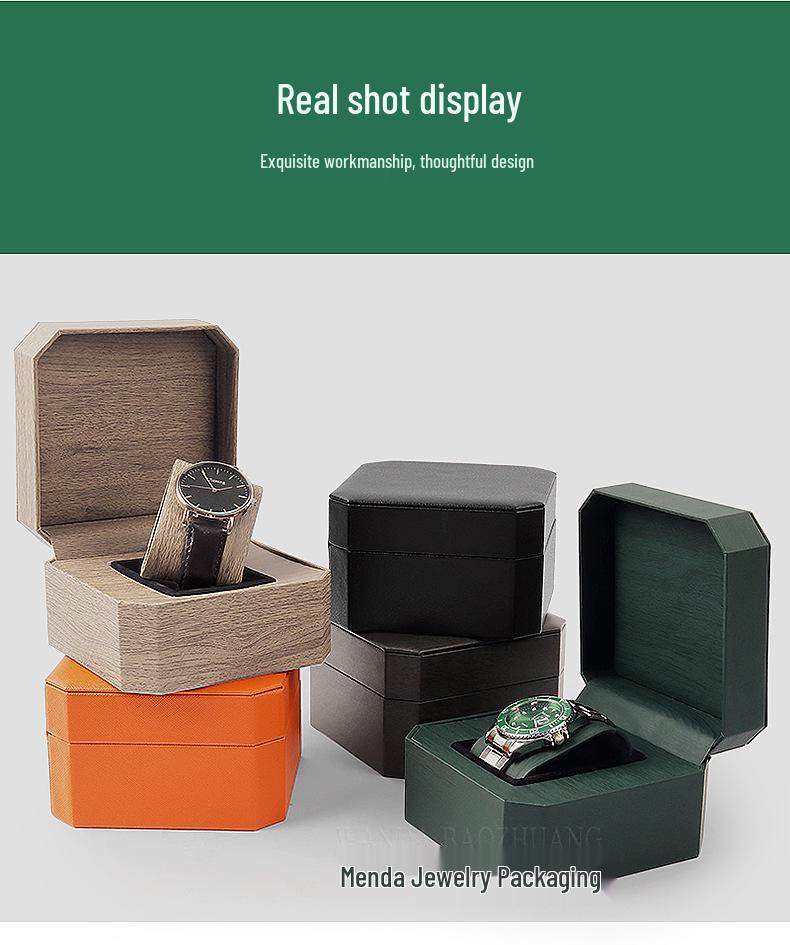 Men's Portable PU Leather Octagonal Watch Storage Box