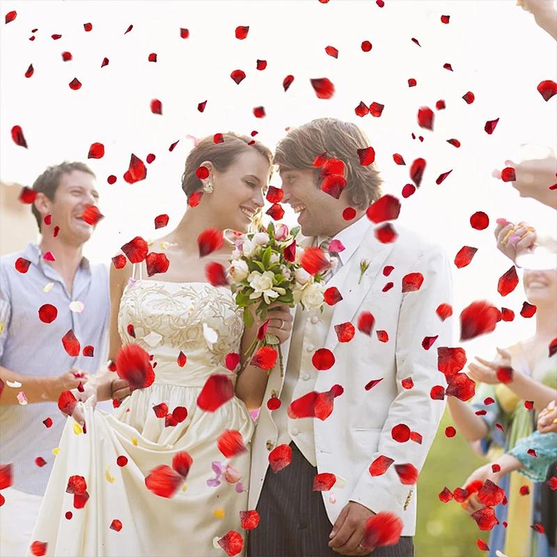 4000/100Pcs Artificial Fake Rose Petals Colorful Red White Gold Roses Petal Flowers for Romantic Wedding Party Favors Decoration