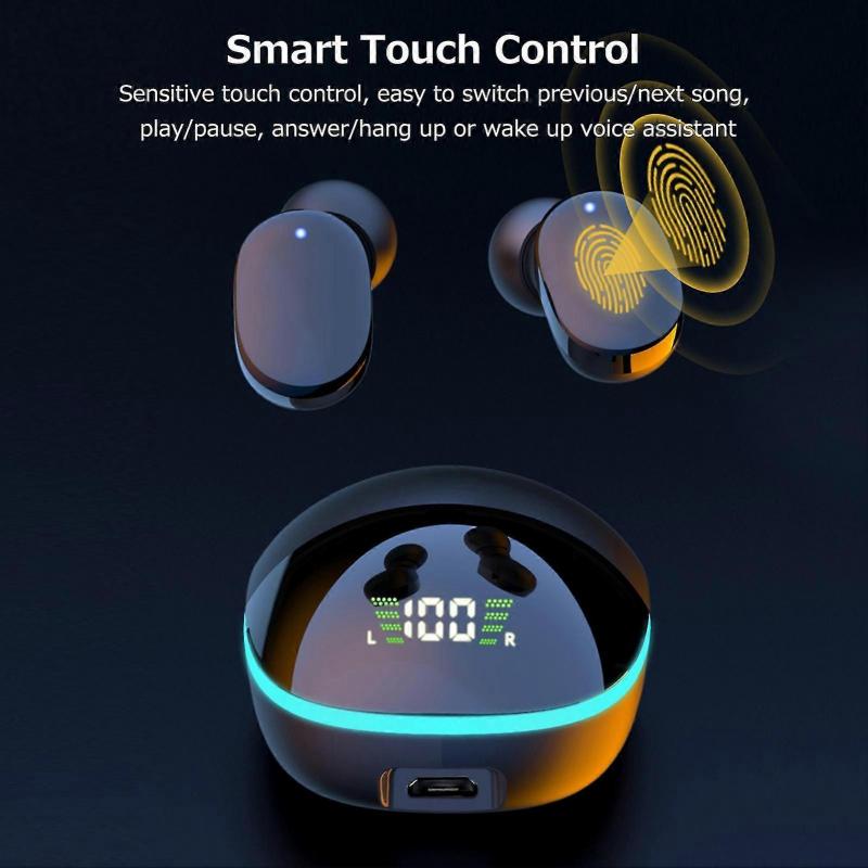 Bt5.1 In-ear Sports Earbuds Cool Breathing Light Led Digital Display Screen