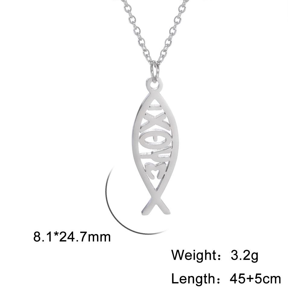 Colliers pendentifs poisson de Jésus Jeshayuan pour femmes hommes Collier IXOYE Charme poisson Ichthys Christ Jésus Fils de Dieu Sauveur Collier