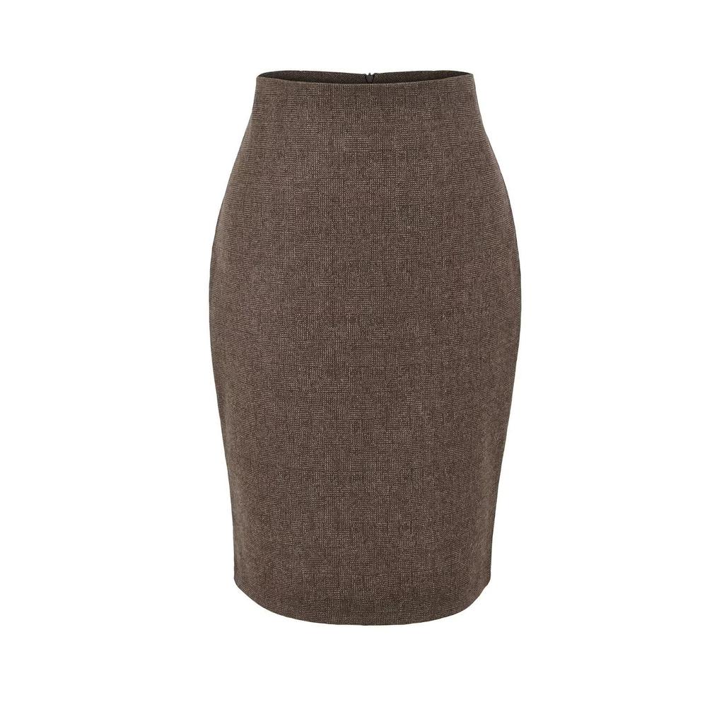 Intelligent Secretary Gold Lapel Blazer & High-Waist Pencil Skirt Set