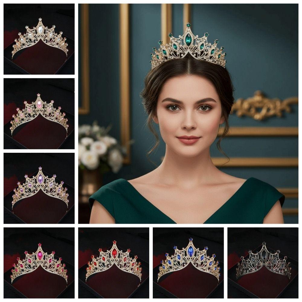 Elegant Baroque Crystal Crown Gorgeous Rhinestone Tiara Baroque Queen Tiaras Wedding Bride