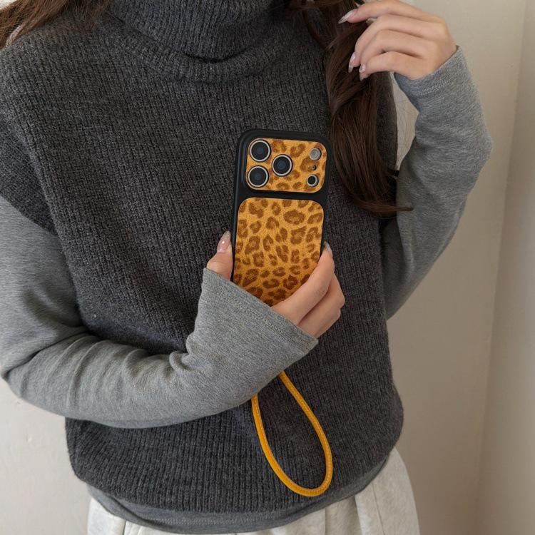 Korean Style Wild Leopard Print Phone Case for iPhone 14/15/16/17 Pro Max