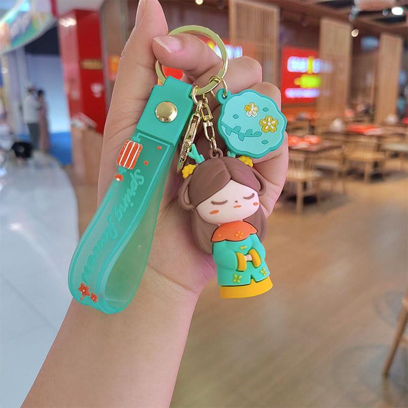 

Cute Ancient Style Girl Keychain Silicone Creative Decorative Car Accessory StyleA