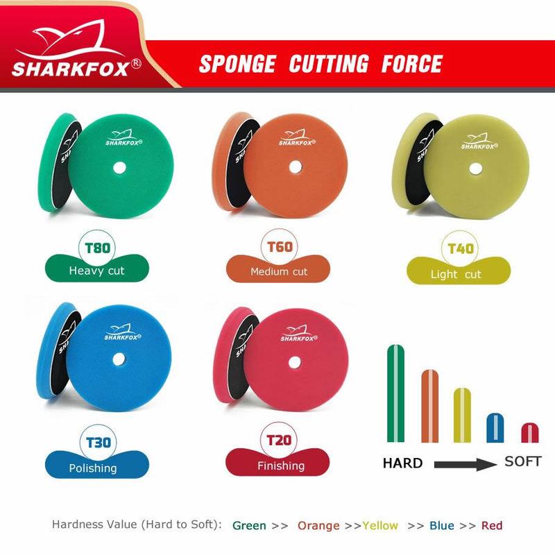 Sharkfox 5inch Polishing Pads Buffing Sponge Pad Polish Disc Smooth Foam Pads DA/RO Polisher Buffer Use for Car Beauty Auto Care