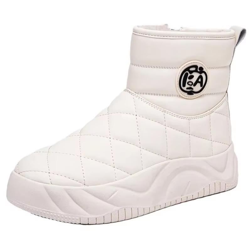Snow Boots Women's Winter New Soft Leather Piled Thickened Northeast Non-Slip Cotton Shoes Warm Retro Fashion Cotton Boots