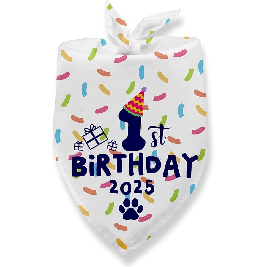 2025 1st Dog Birthday Bandana, Happy 1st Birthday Dog Bandana for Dogs Birthday Party Decorations Birthday Party Supplies for Small Medium Cats Dogs 1st Dog Birthday
