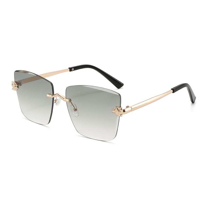 Fashion Rimless Square Metal Sunglasses UV400 Gradient Vintage Trend Eyewear for Women Men High Quality Brand