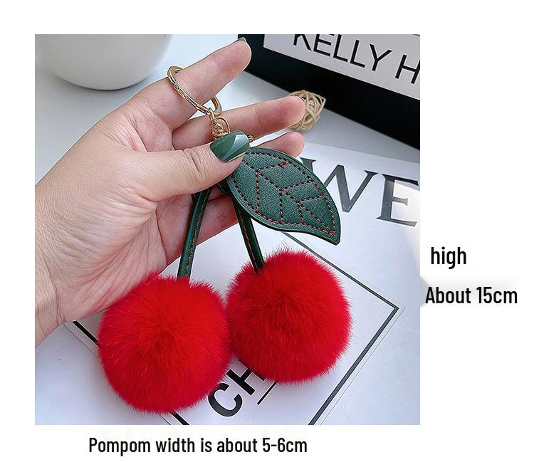 Plush Cherry Faux Mink Fur Keychain & Bag Charm