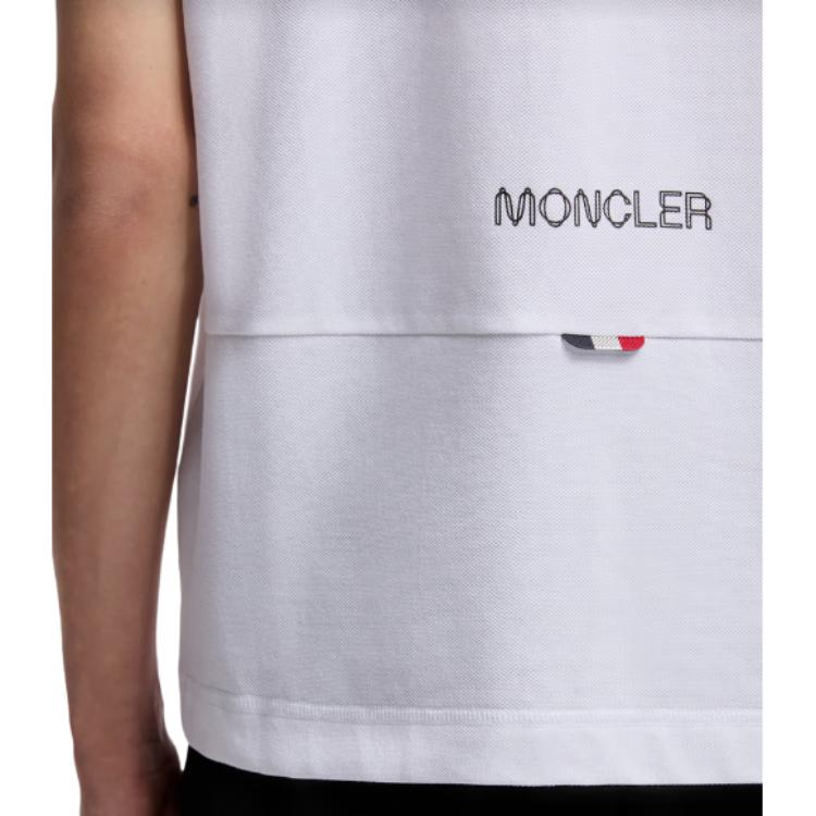 Moncler Logo Patch Cotton Piquet Polo Shirt Men Polo Shirts White K2-091-8A00012-84556-001