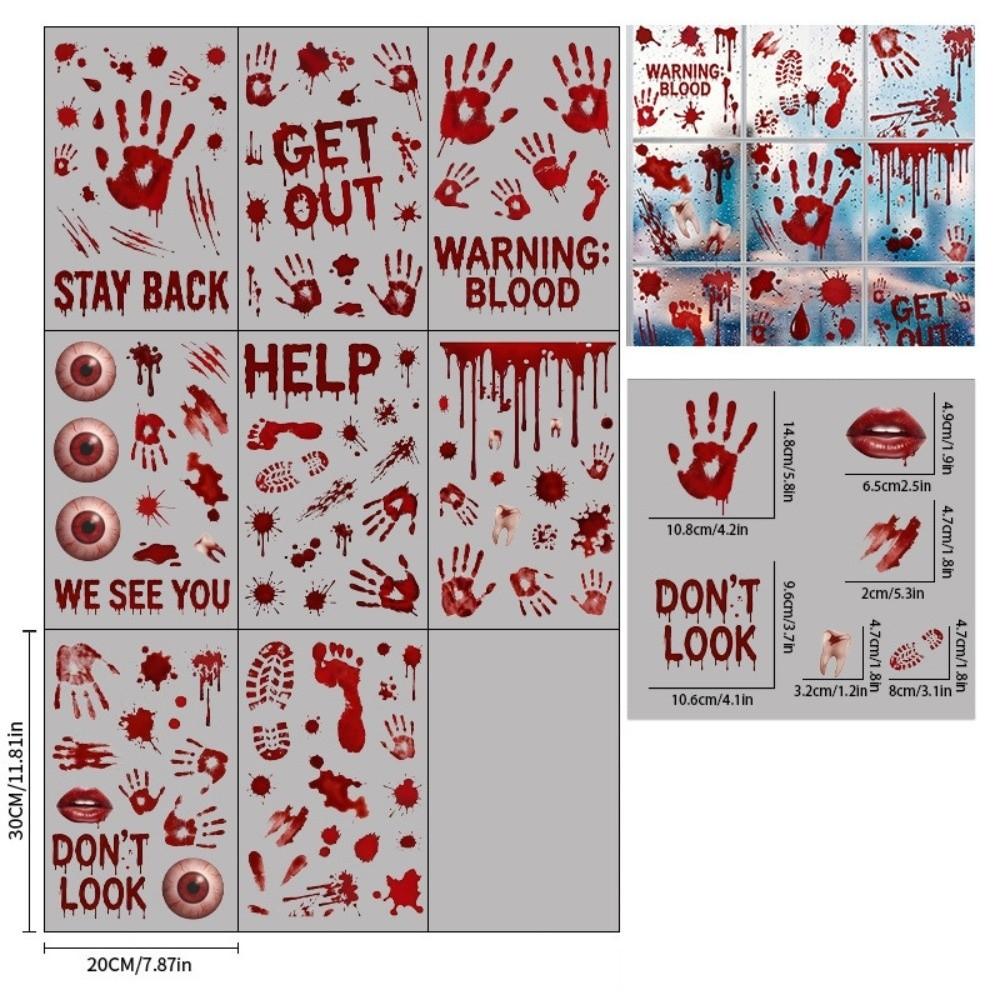 Decalques Estáticos DIY para Halloween à Prova d'Água Adesivos Assustadores para Portas de Festa Decorações Festivas