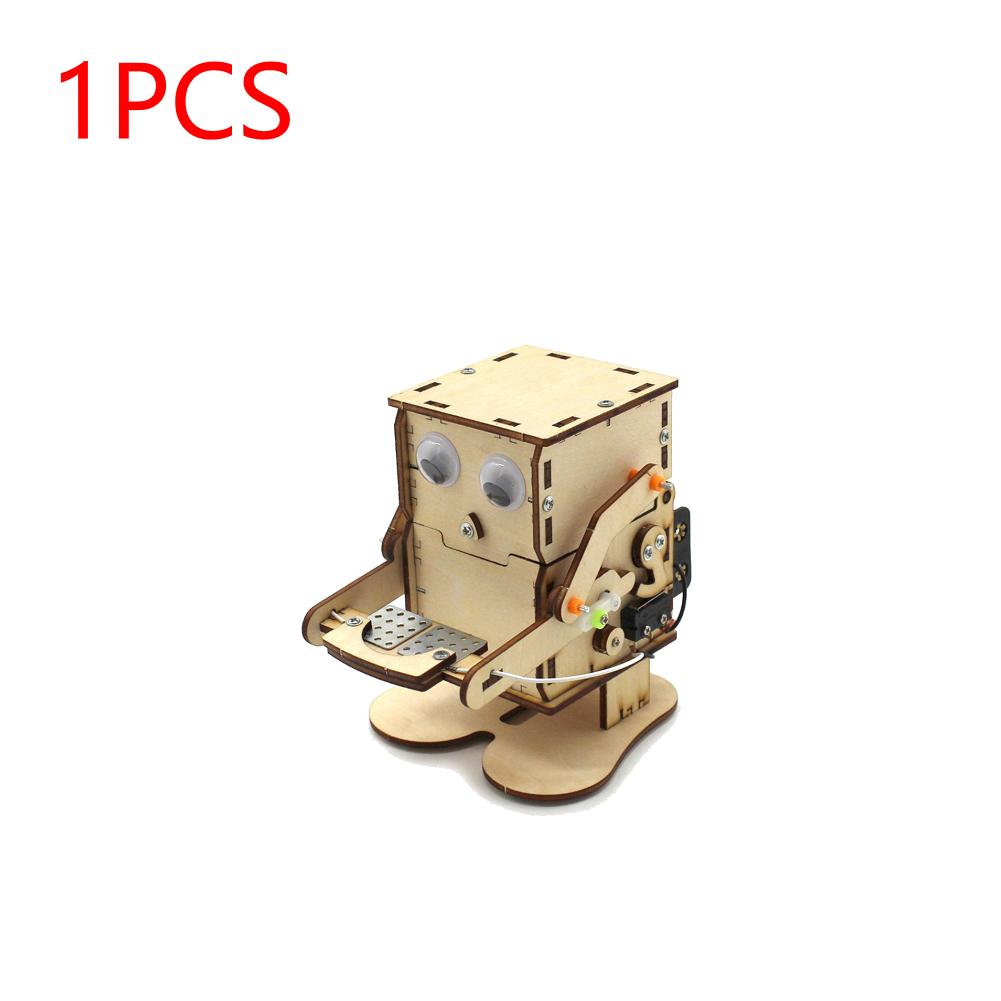 

DIY Robot Eating Coin Model Teaching Learning Stem Project Kit for Kid Science Experiment Education Toy Wooden Assemble Kit