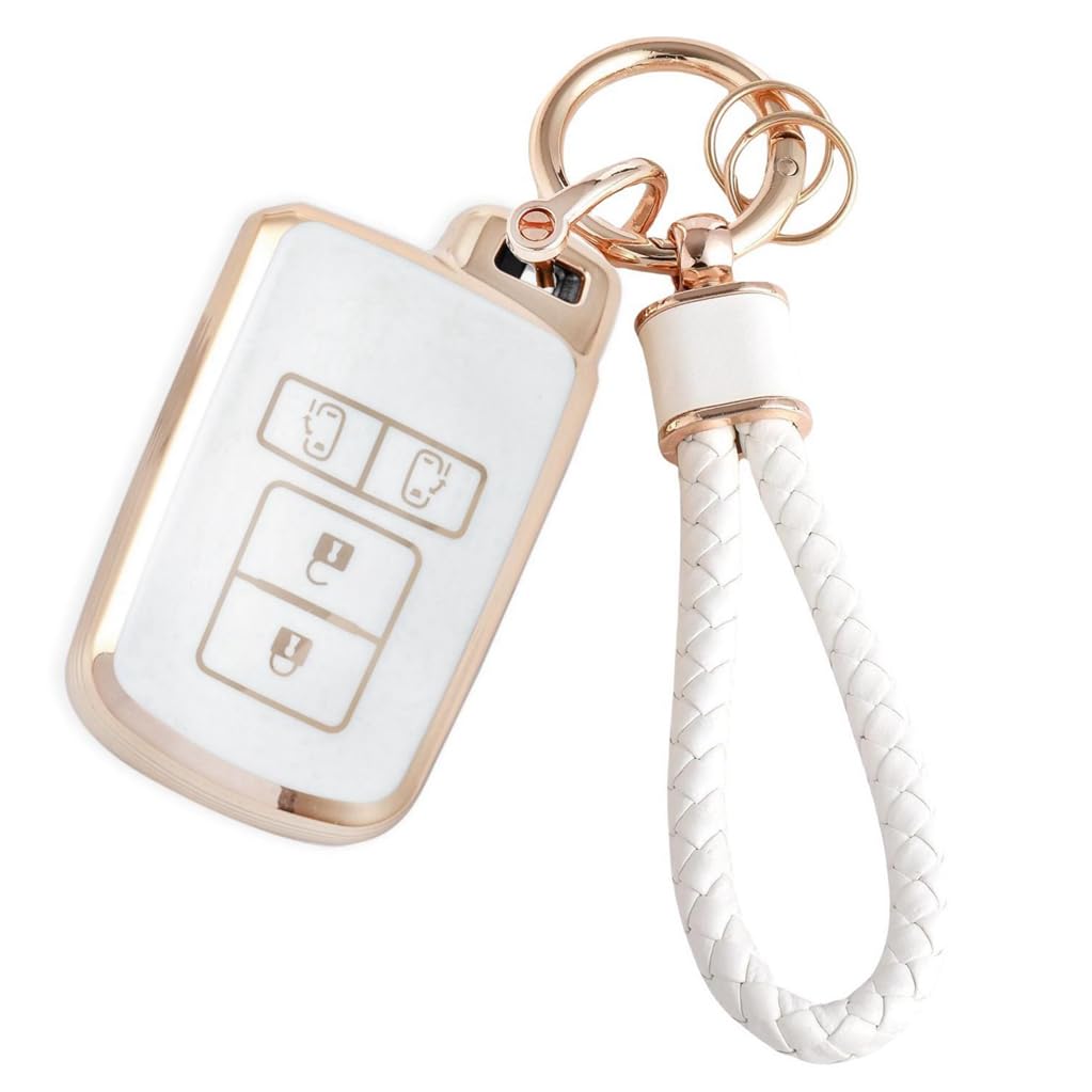 

Кейс для ключей HOYZE, Чехол для ключей, Милый, Автомобильный, Чехол для смарт-ключа, Плетеная кожа, Брелок, Key Case белый