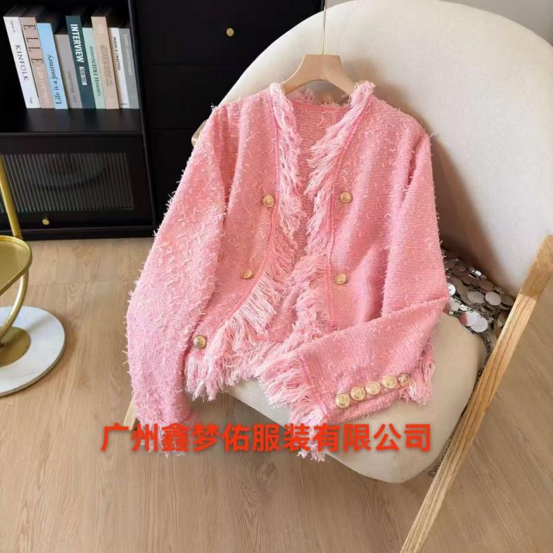 2026 Womens Elegant Tweed-Style Fringe Blazer Jacket Slim Fit Short Coat In Solid Colors