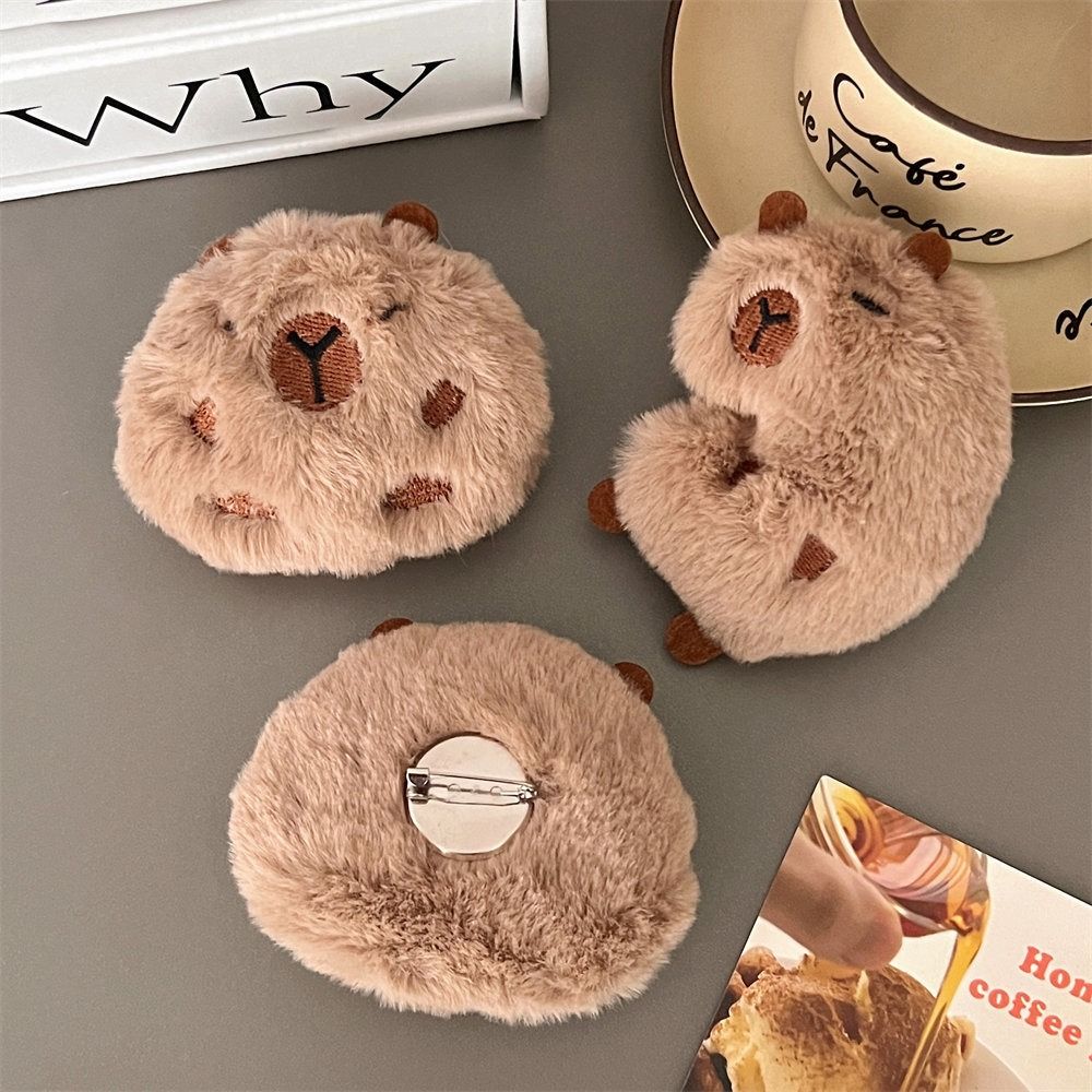Backpacks Pendant Capybara Plush Doll Brooch Cloth Stuffed Doll Badge  Decoration