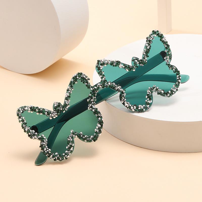 Man Woman Rhinestone Butterfly Shape One-Piece Sunglasses, Party Prom Runway Fashion Accessory Eyewear