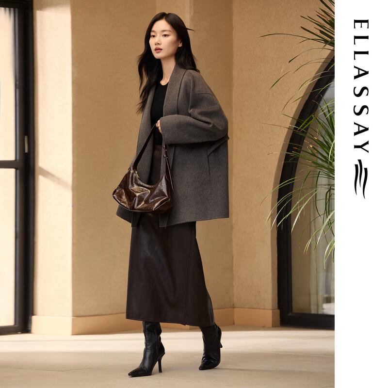 ELLASSAY Elegant Simple Mid-length Woolen Coat