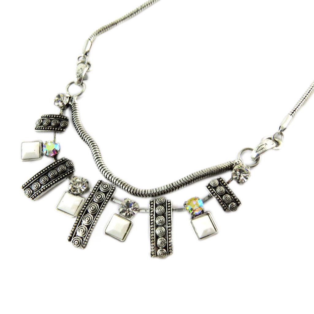 Les Trésors De Lily [E2076] - Designer Necklace 'Memories of the Past' White Silver