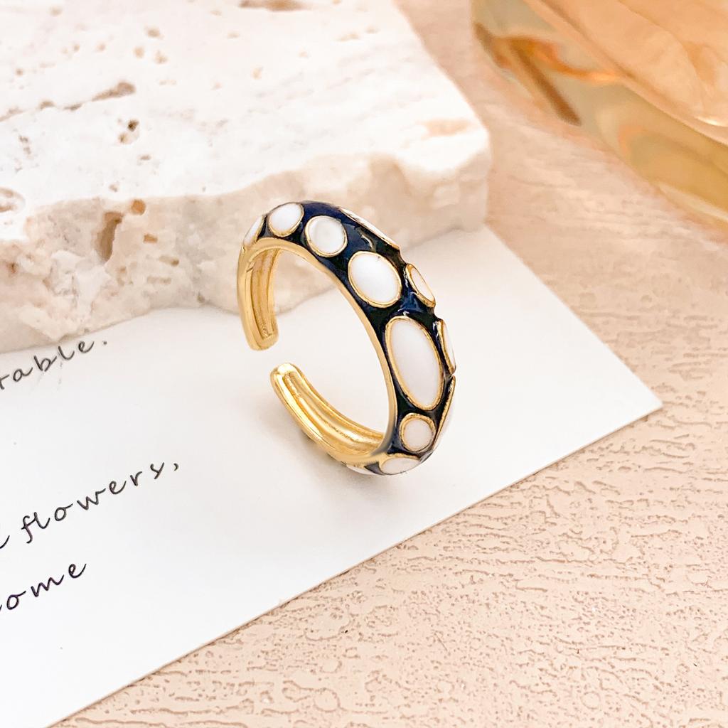 Ring ins fashion color drip opening adjustable ring Maillard style enamel color retro fashion ring