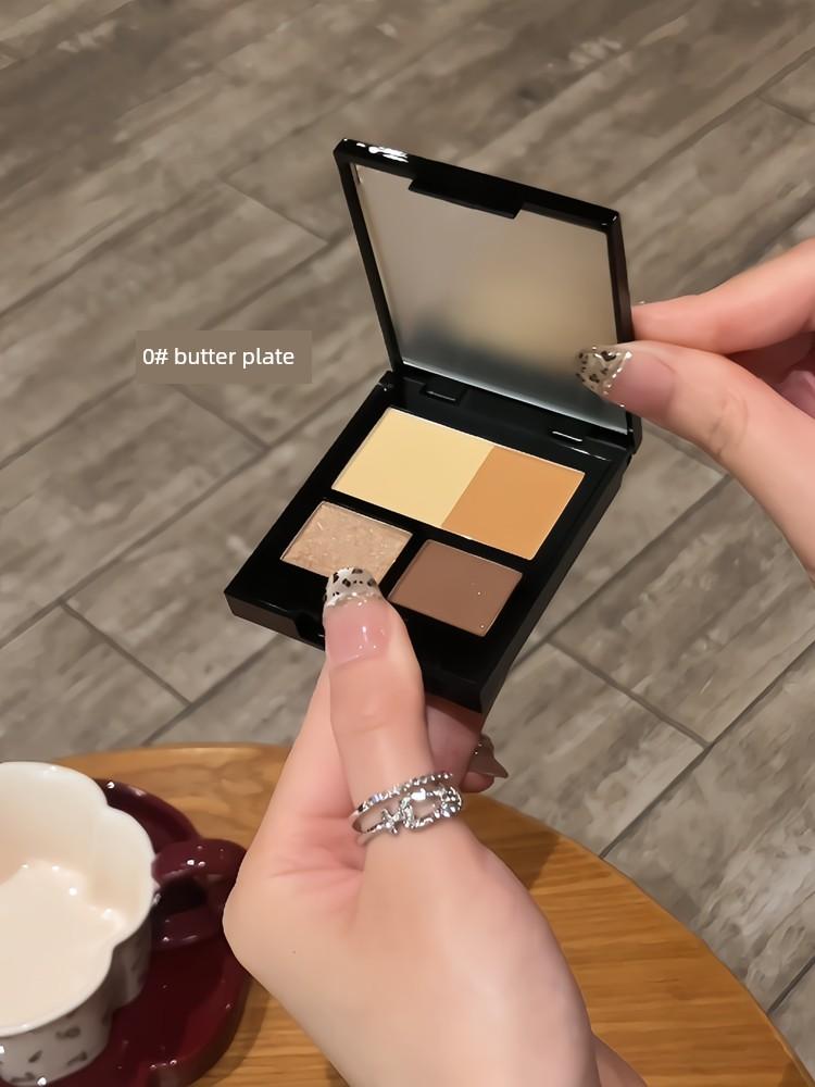 Gellas Four Color Eyeshadow Palette Earth Color Matte Shimmer Brightening Super Burst Glitter Smoky Makeup Eyeshadow Plate Student