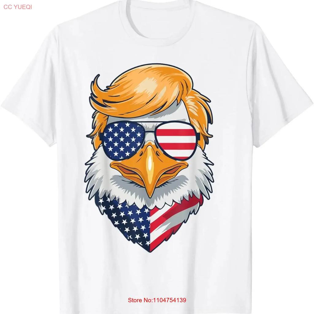Bald Eagle in Sunglasses American Flag 4th of July Patriotic T Shirt vintage Washed Soft fashion homme streetwear Casual